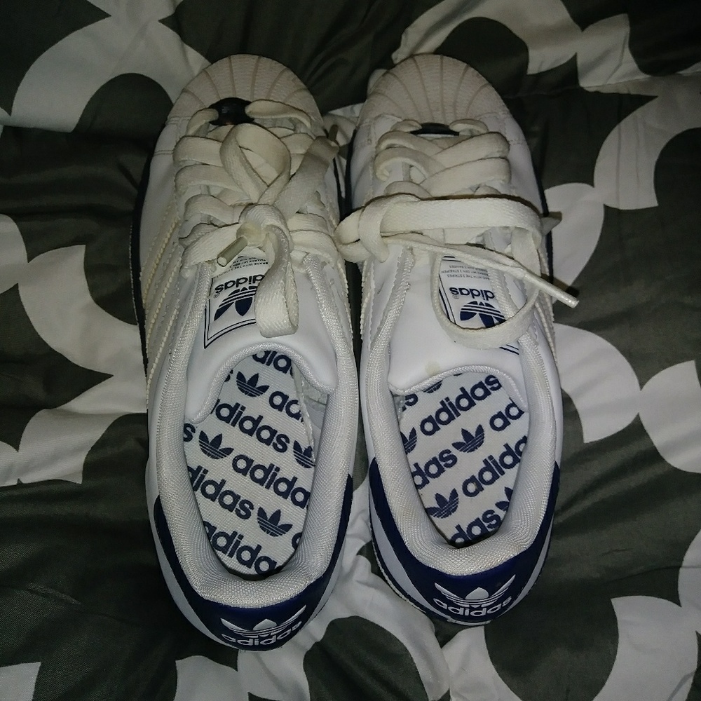 Blue and whole Adidas